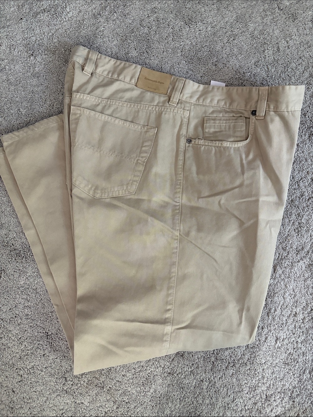 Ermeneglido Zegna Men's Khaki Casual Pants - Classic Fit 42